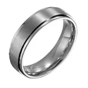 Steel By Design Men's 6mm
Ridged Edge Satin Polished
Ring